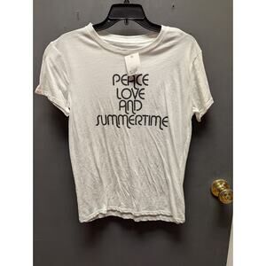 Billabong graphic white black Tshirt Medium short sleeve PEACE LOVE SUMMERTIME
